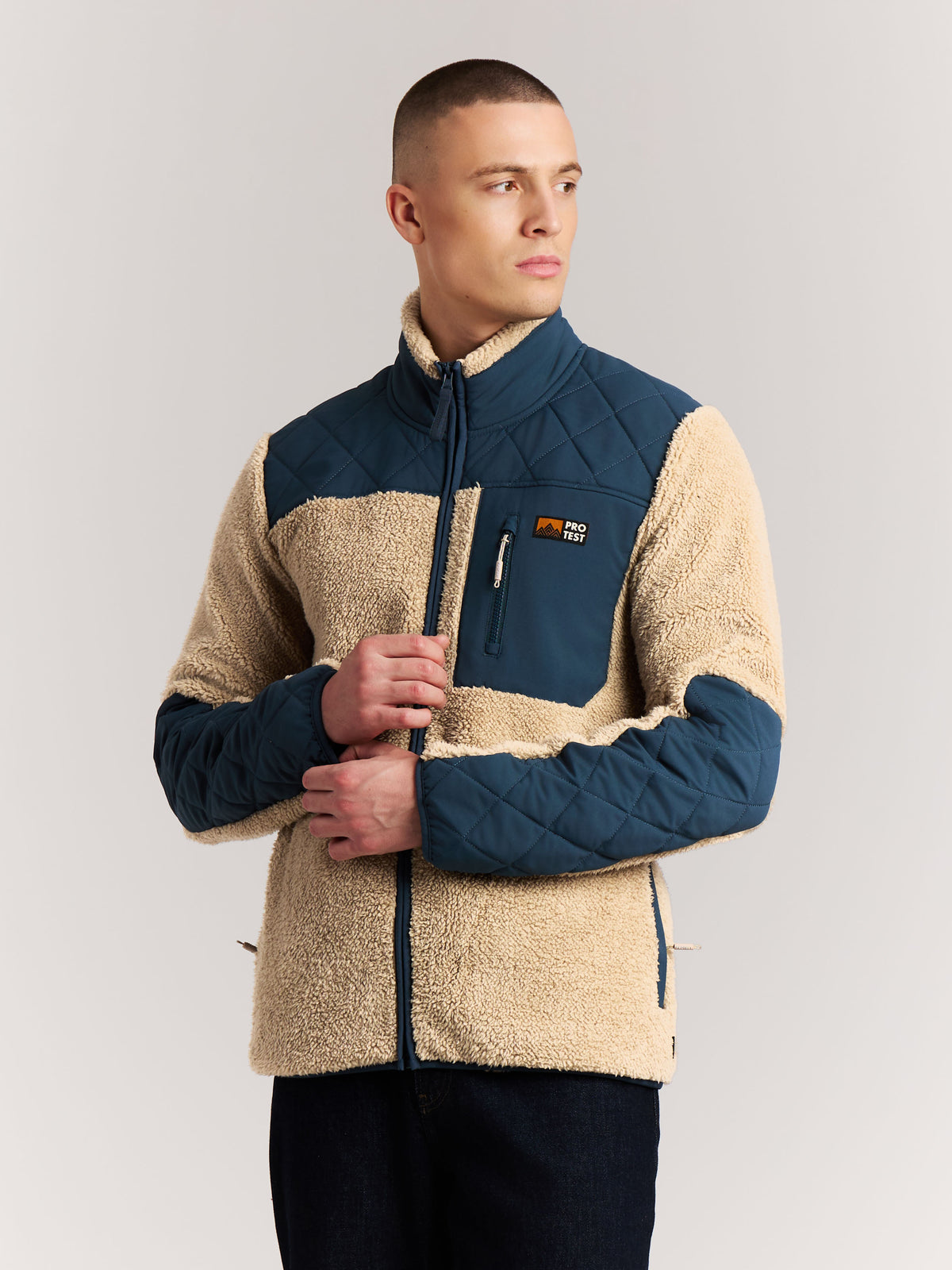 Protest Men's Longton Full Zip Fleece - Bamboo Beige